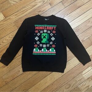 Soft Crewneck Sweater with Festive Minecraft Design
